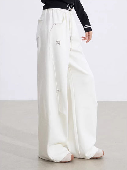 Curved Drape Wide-Leg Pants
