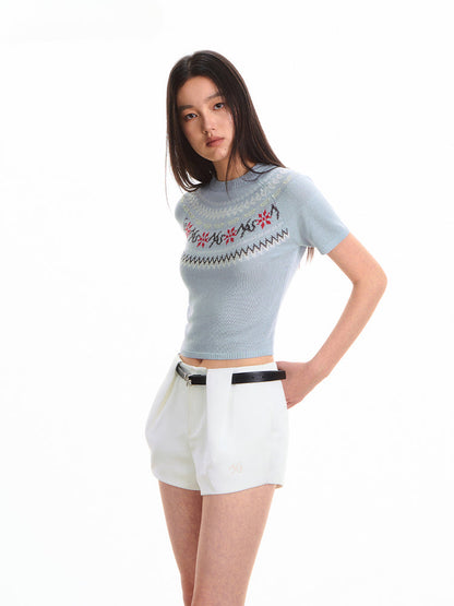 Fair Isle Jacquard Knit T-shirt