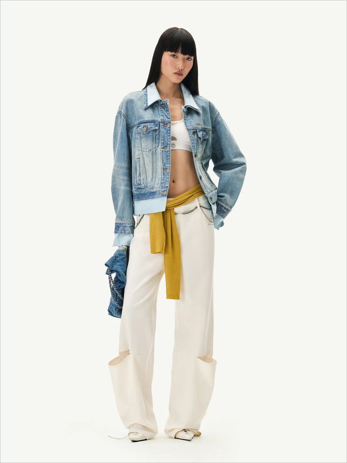 Lace Panel Straight Pants