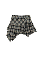 Blue & Black Checkered Mini Skirt