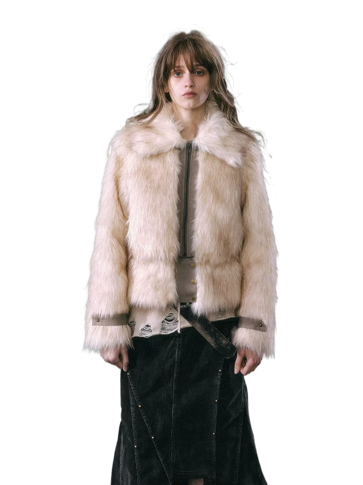 Detachable Hem Faux Fur Jacket