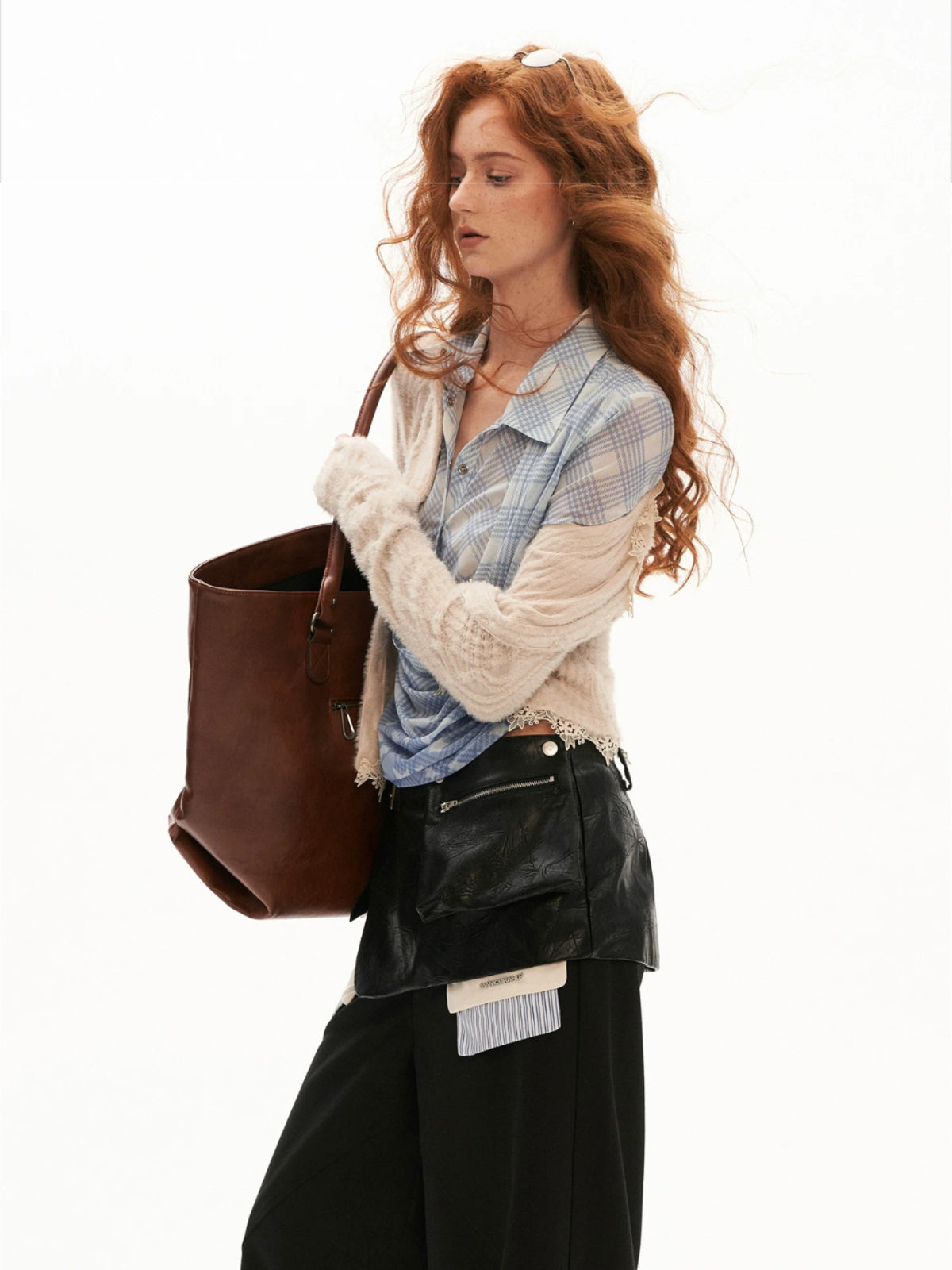 Plaid Layered Slim Shirt