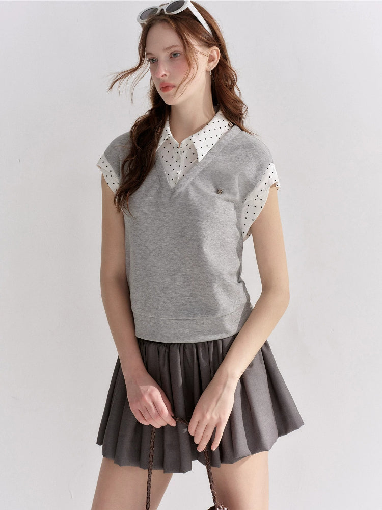 Contrast Polka Shirt