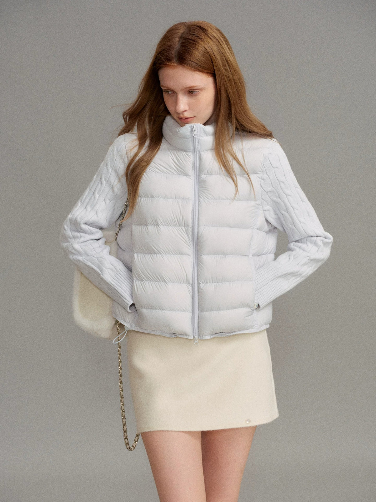 Duck Down Quilted Knit Puffer Jacket
