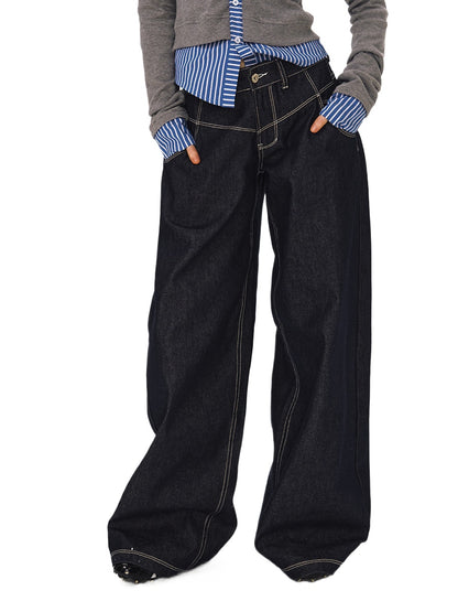 High Waist Raw Denim Jeans