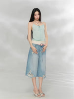 Contrast Halter Knit Top
