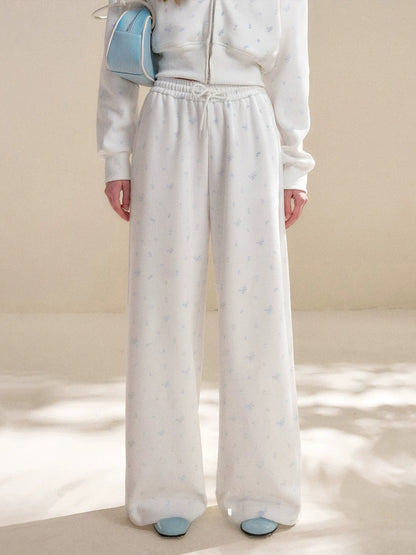 White Rose Printed Hoodie &amp; Pants Set