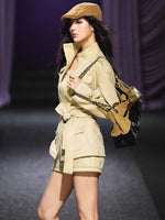 Velvet Suede Jacket & Shorts Two-Piece Set