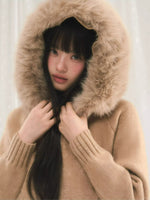 Detachable Fur Collar Knit Cardigan