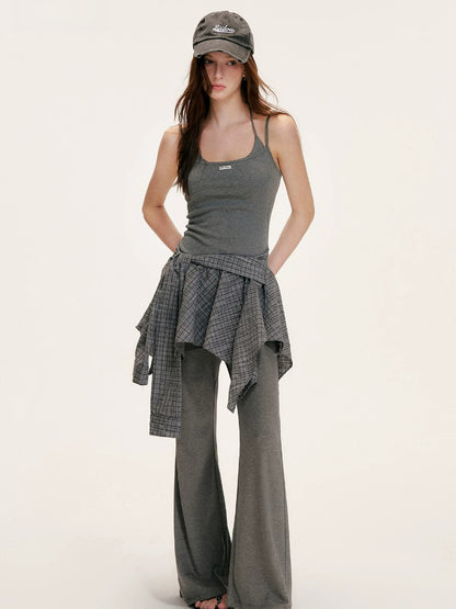 Layered Plaid Halter Dress
