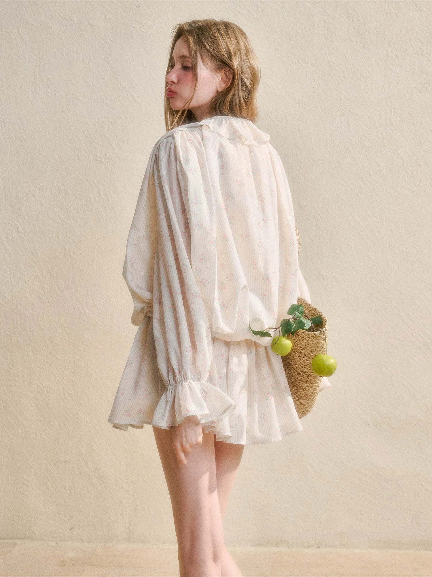 Ruffle Floral Shirt Dress