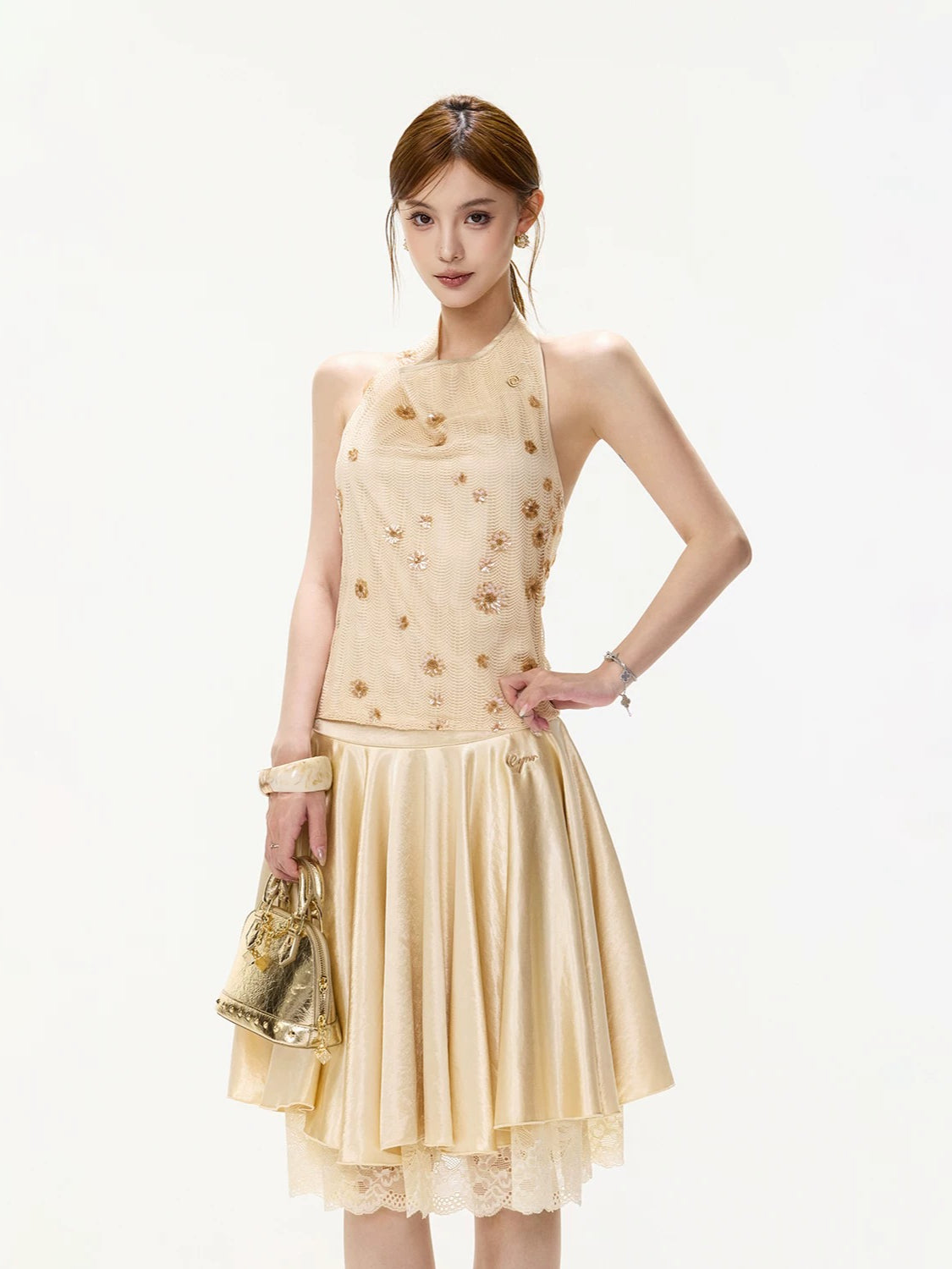 Beaded Halter Crop Top
