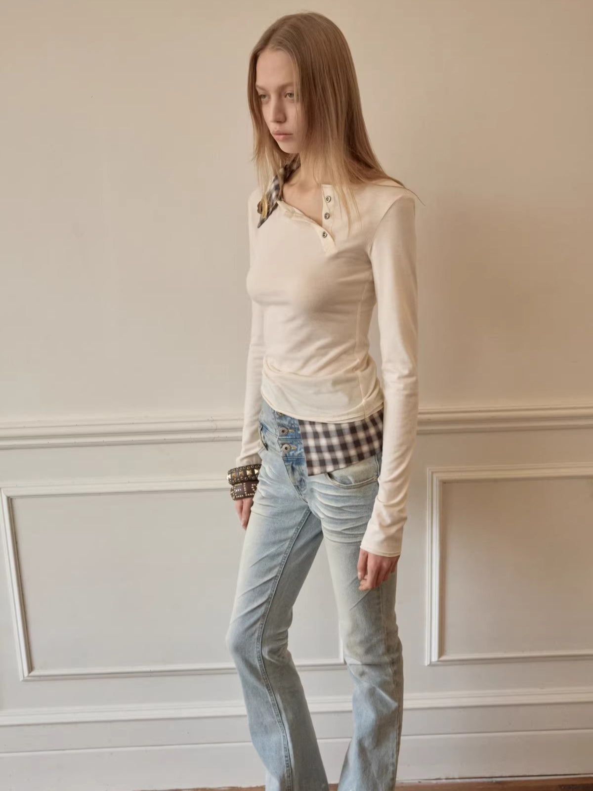 Asymmetric Henley Knit Top