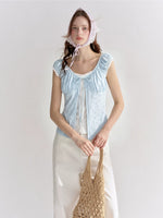 Contrast Panel Floral Eyelet Blouse