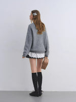 Jacquard Wool Blend Crewneck Sweater