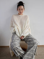 Oversized Mohair Shirt-Panel Knit Sweater