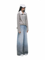 Gradient Whisker Wide Leg Jeans