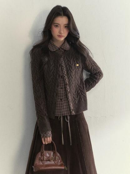 “Pine Dusk” Wool-Blend Doll Collar Knit Sweater