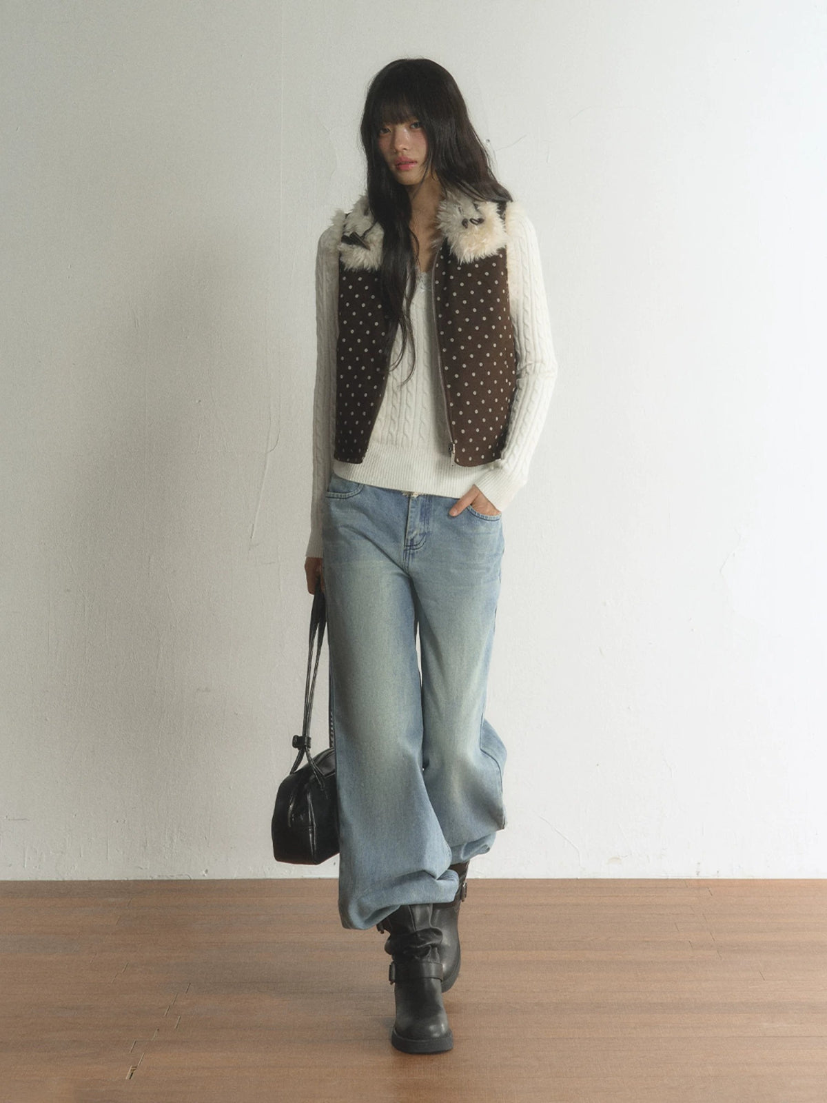 Lace Trim V-Neck Cable Knit Sweater