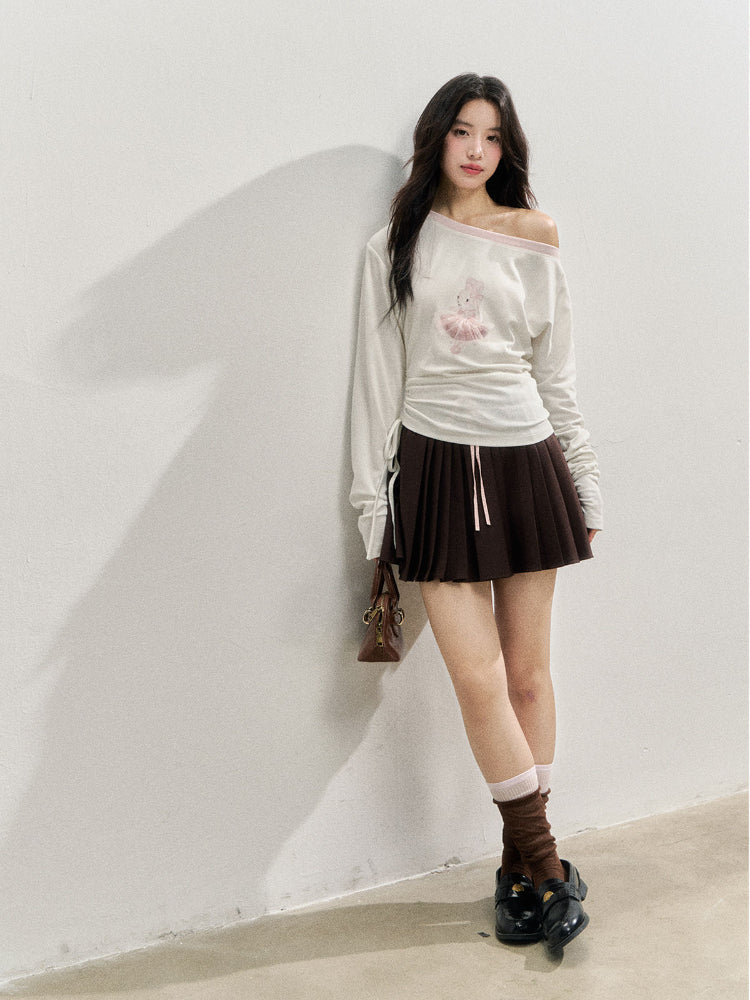 Brown &amp; Navy College Pleated Skirt