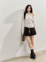 Brown & Navy College Pleated Skirt