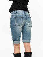 Washed Denim Shorts