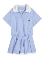 Lace Collar Stripe Bubble Dress