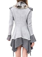 Grey Waisted Gradient‑Collar Cardigan