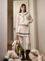 White Philosophy Wool Cloud Cable-Knit Cardigan & Skirt Set