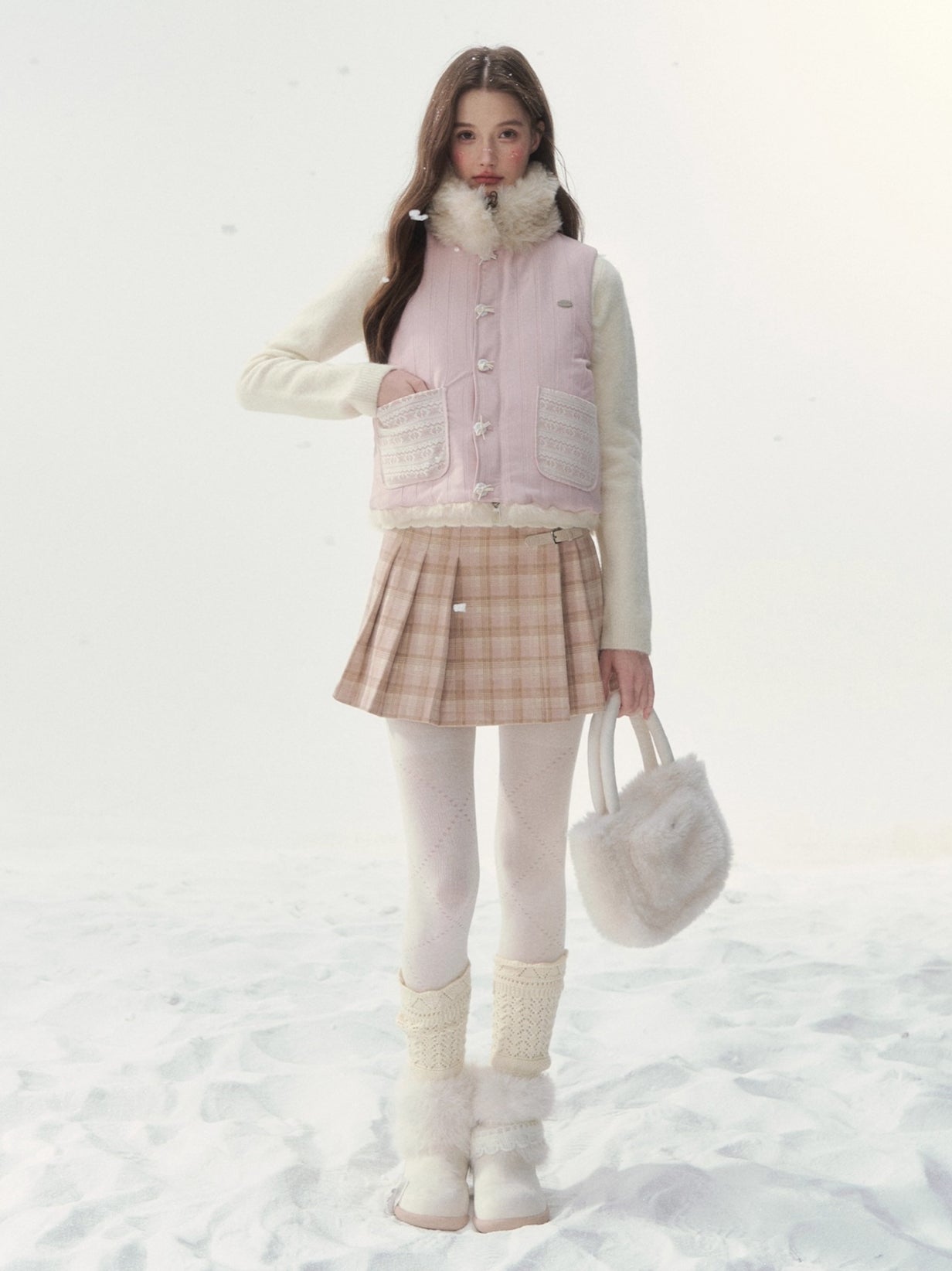 Pink Reversible Faux Fur Vest