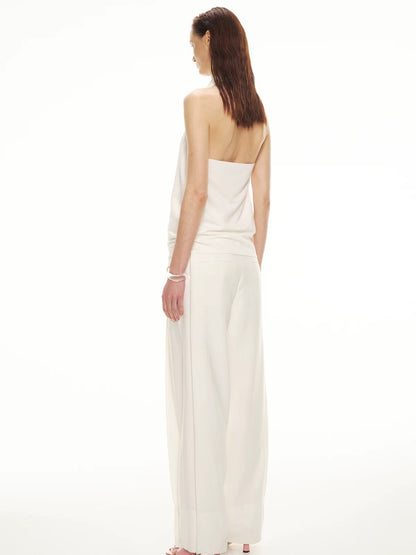 Pleated Cuff Straight Pants