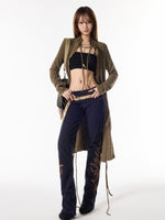 Drawstring Knit Cardigan