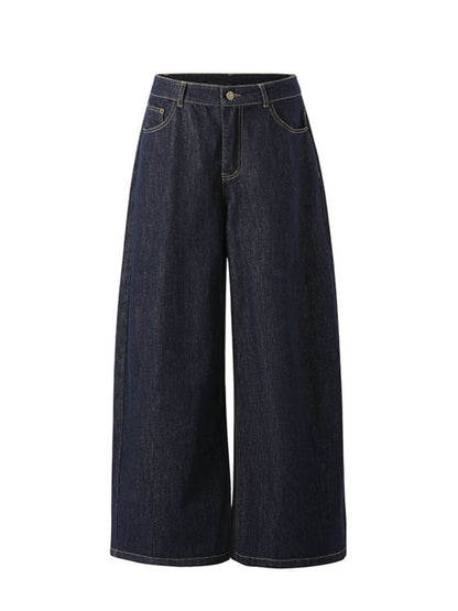 Original-Color Loose Wide-Leg Jeans