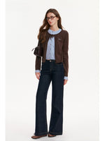 Contrast Layered Bow Knit Cardigan