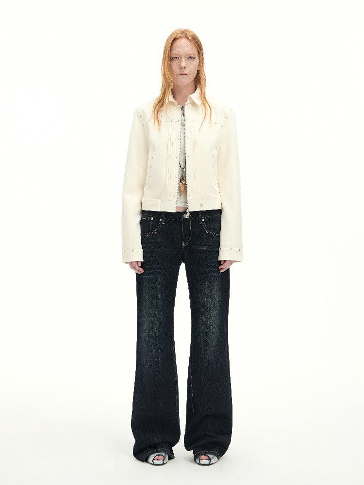 Vintage Washed Whisker Straight-Leg Jeans