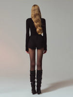 Lace Panel Mesh Laced Knit Top