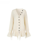 Brown & Off-white Drawstring Knit Cardigan