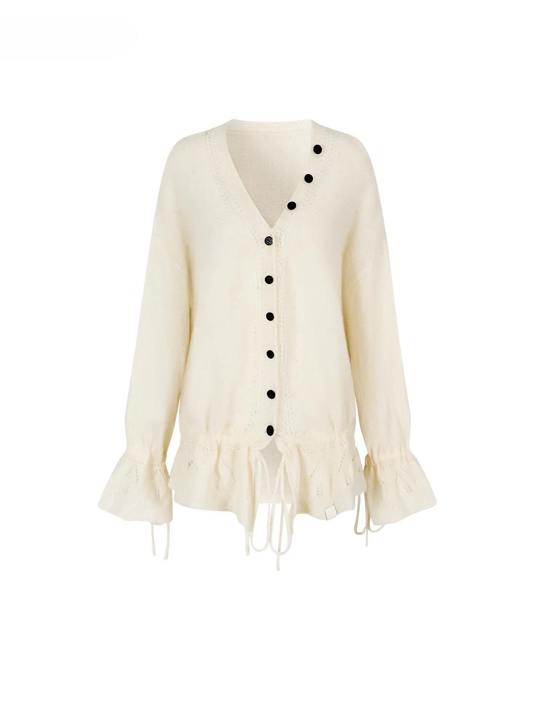 Brown &amp; Off-white Drawstring Knit Cardigan