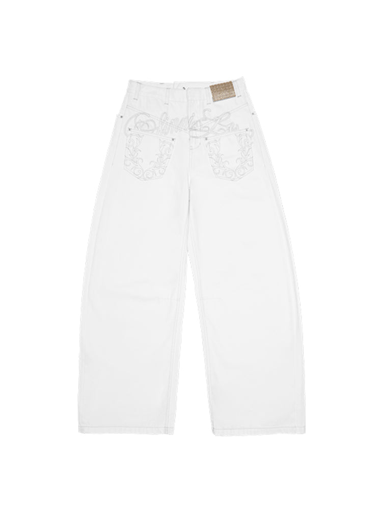 Light Blue Denim Wide-Leg Machete Pants