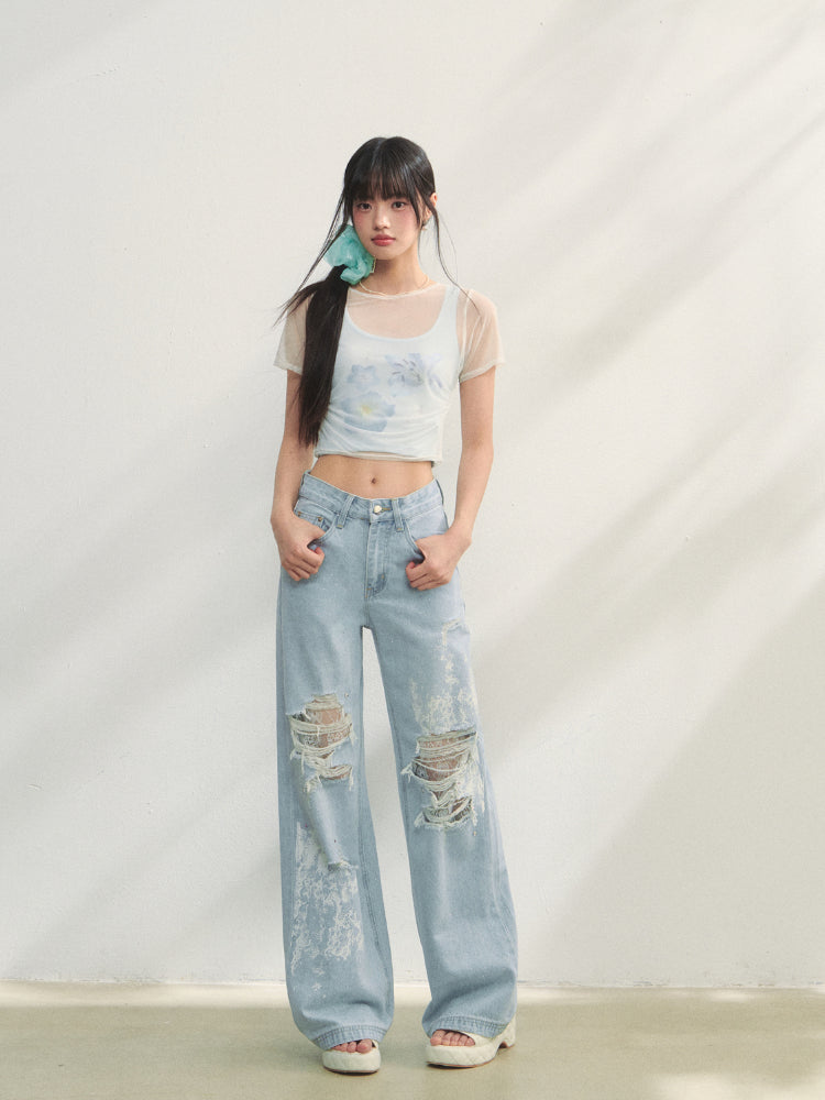 Blue Printed 2-in-1 T-shirt