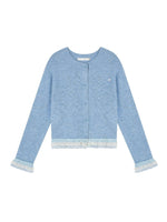 Plaid Lace Trim Knit Cardigan