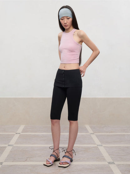 High Elastic Mid-Low Waist Five-Quarter Shorts