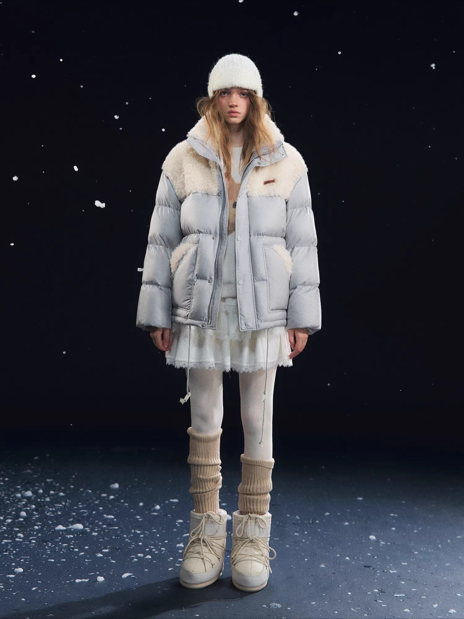 Shearling Patch Stand Collar Jacket