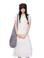 Polka Dot Collar Shirt & Skirt Set