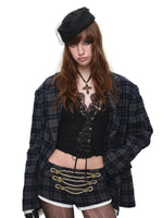 Vintage Plaid Oversized Wool Blazer