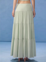 Green Tiered Maxi Skirt
