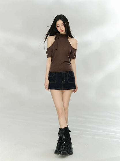 Cutout Halter Knit Top