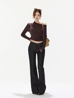 Purple Lace Ruched Top & Skirt Set