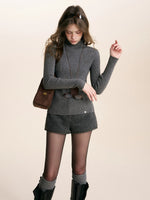 Ribbed Turtleneck Knit Top