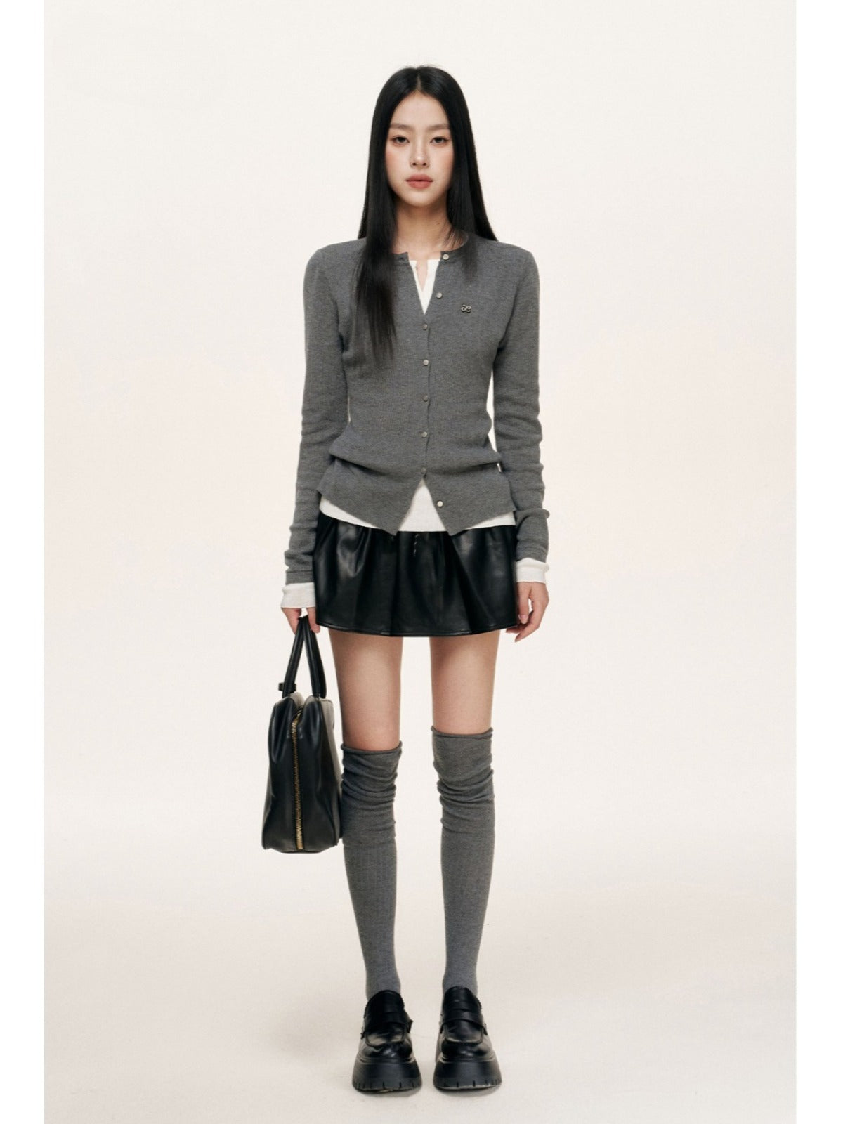 Contrast Layered Fitted Knit Top